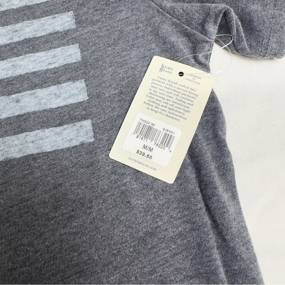 New Lucky Brand Charcoal Burnout Tee size M - Picture 8 of 8